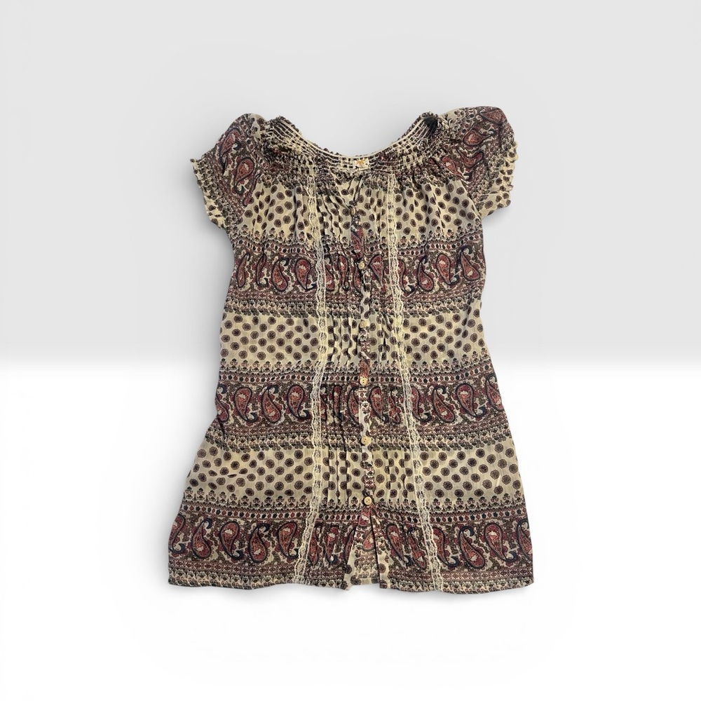 Boho Y2K Mudd Juniors Sheer Paisley Size Medium Tunic Top